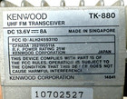 Kenwood Tk-880 Uhf Mobile Radio 25w     Powers On   Tx W  Mic     Needs Programming