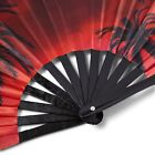 Large Folding Hand Rave Fan Men Women folding Hand Fans  Black Bamboo Red