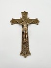Vintage Ornate Gold Tone Metal Crucifix Wall Cross Jesus Inri 8 5   