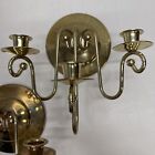 Set Of 2 Vtg 3 Arm Brass Wall Sconce Candle Holders