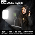Led Video Light Kit 2-pack  15w Dimmable Studio Lights With Tripod 2500-8500k