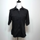 Rei Shirt Womens Large Black Short Sleeve Button Up Upf 30  Vented Hiking