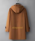Men Hooded Mid Length Jackets Casual Woolen Trench Coat Fashion Overcoat College