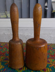 Lot 2 Antique Primitive Rustic Wooden Potato Mashers Set