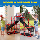 Indoor Arcade Basketball Hoop For Kids  Adjustable Set With 4 Balls   Pump - Red