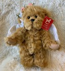 Fao Schwarz Angel Bear Brown Plush Jointed 11    Stuffed Animal Scruffy Roses