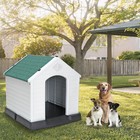 Plastic Dog House In outdoor Doghouse Dog Kennel Puppy Shelter W air Vents Green