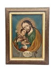 Antique San Jose Retablo Painting Of Saint Joseph   Child Jesus Framed  1800s