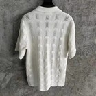 Casa blanca White Wavy Pattern Men s Hollow Knitted Sweater Short Sleeved Shirt