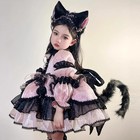 Kids Lolita Girl Dress Princess Cosplay Costume Cat Paw Gloves Headgear Tail New