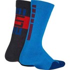 Nike Youth Elite Basketball 2-pack Crew Socks Blue Red Black - Boys Medium 5y-7y