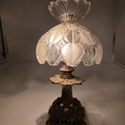 Vtg 10  Clear Glass Accent Table Lamp Marble Base Antique Brass Plug-in Decor