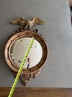 Vintage Syroco Federal Eagle Convex Bullseye Mirror Gold Wall Decor Usa
