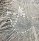 Antique French Tambour Lace Bedspread Cotton Netting Ruffled Trim