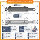 3x30 Hydraulic Cylinder-3  Bore  30  Stroke -welded Cross Tube Cylinder new 