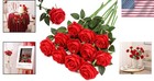 10 Pcs  Red Fake Roses - Elegant Silk Flowers For Home Decor   Weddings