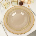 Clear 10 Round 10  Plastic Dinner Plates Gold Scalloped Rim Party Decorations