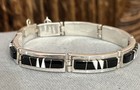 Vintage Signed Native American Calvin Begay Black Onyx Inlay Link Bracelet 7 5   