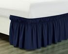 Navy Solid   Elastic Wrap Around Dust Ruffle Bed Skirt 650 Tc Cotton - New 