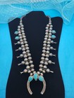 Obo - Large Native American Turquoise- Silver Squash Blossom With Crescent naja