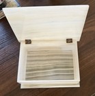 Vintage Stone Onyx Hinged Trinket Jewelry Box In Creams And Browns