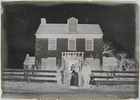 5 x7  Vintage Victorian Glass Plate Photo Negative Family In Front Of Homestead
