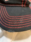 Budweiser Beer Baseball Cap Hat Black Red Stitch Distressed Adjustable Strap