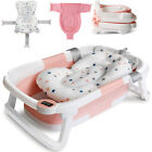 Foldable Baby Bath Tub Collapsible Newborn Infant Shower Bathtub With Cushion Us