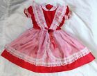 Girls Dress Betty Oden Size 6x Red White Pinafore Lace Full Circle Crinoline Vtg
