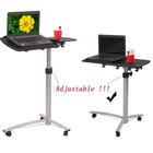 Laptop Rolling Desk Adjustable Tilt Stand Portable Caster Cart Bed Side Table
