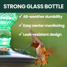 Antique Glass Bottle Hummingbird Feeder  10 Oz Capacity  Green