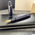 New Montblanc Classique 149 Luxury Blue Silver Fountain Pen Medium Nib With Box