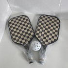 Lumina Table Tennis Ping Pong Paddle Set W  2 Paddles 1 Ball Checkered