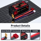 2x Zeee 7 6v 120c 2s Shorty Lipo Battery 6000mah 4mm Bullet T Plug For Rc Car