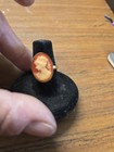Vtg Gold Tone Orange White Cameo Ring