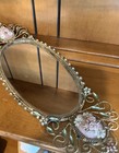 Vintage Rhinestone Dresser Tray Perfume Hollywood Regency Vanity Mirror 15   