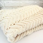 Vintage Handmade Crochet Afghan Soft Throw Blanket Ivory Cottage White