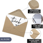 100 Bulk Thank You Cards With Kraft Envelopes And Stickers - 4 Minimalistic Desi
