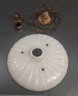 Antique Vtg Large 17  Scalloped Milk Glass Pendant Light Lamp Kitchen Industrial