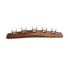 Original 5-glass Whiskey Shot Flight     Rustic Barrel Stave Tasting Tray   Usa