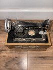 Vintage Mini Replica Of Antique Singer Sewing Machine Wooden Storage Box Thread