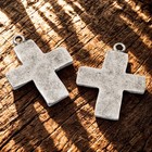Hammered Cross Charms Antique Silver 2-pack  Premium Artisan Textured Usa Made