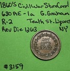 1860   s Civil War Store Card G  Graham Liquors Ny 630ae-1a Rarity 2