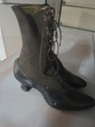 Antique 1800s Ladies Women Victorian Boots Black Leather Lace Up Black