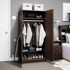 Bedroom Armoire Wardrobe Cabinet With Hanging Rail In Dark Brown Wood Finish