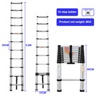10ft5 Telescopic Ladder 3 2m Extendable Step Aluminum Max 150kg Multi-purpose