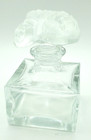 Vintage Pressed Glass Perfume Bottle Square Ground Stopper