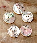 Chanel 14 Mm  White And Black Pearlescent Buttons Cc Logo     Set Of 5