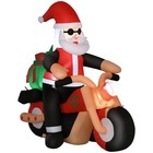 Biker Santa Motorcycle Inflatable 6 Ft Christmas Outdoor Blow Up With Led Lights