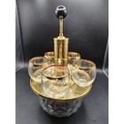 Vintage Park Industries Brass Pump Liquor Dispenser Set 6 Gold Rim Shot Glasses